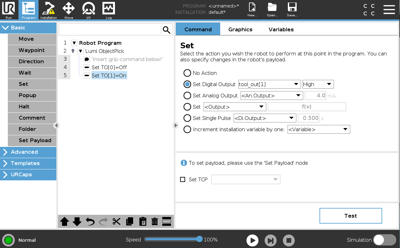 Screenshot der Pick-&-Place Software LumiScan Object Handling v2